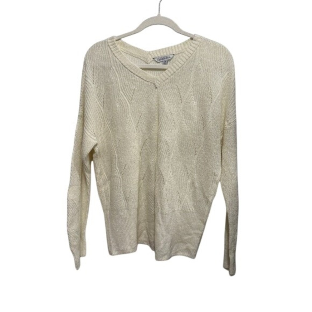 Ophelia Roe Women's M Off White Knit Sweater Lightweight Neutral Cottagecore NWT